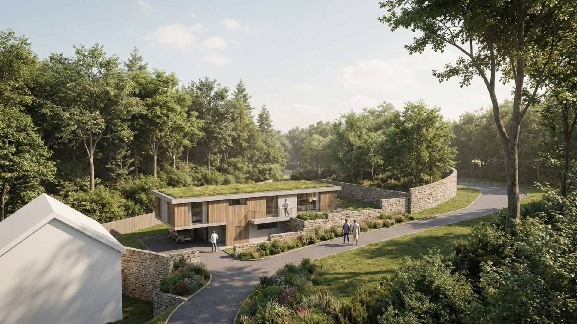 Cliff View — the green roof in its woodland setting