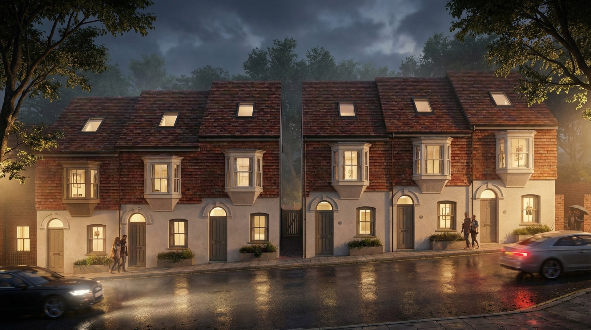 Horsebridge Mews — the street at night