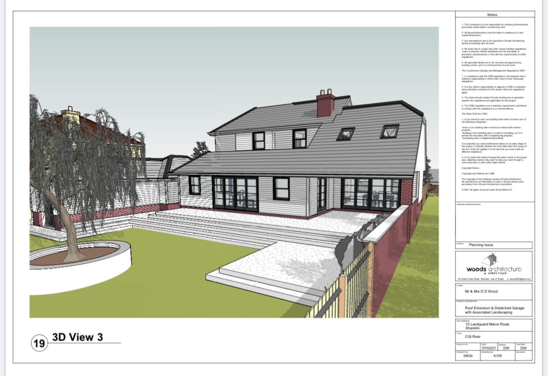 Landguard Manor Road — 3D design study, planning issue sheet